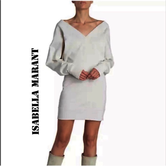 ISABEL MARANT ETOILE MANUELA SOFT GREY MINI DRESS LARGE - Picture 2 of 7